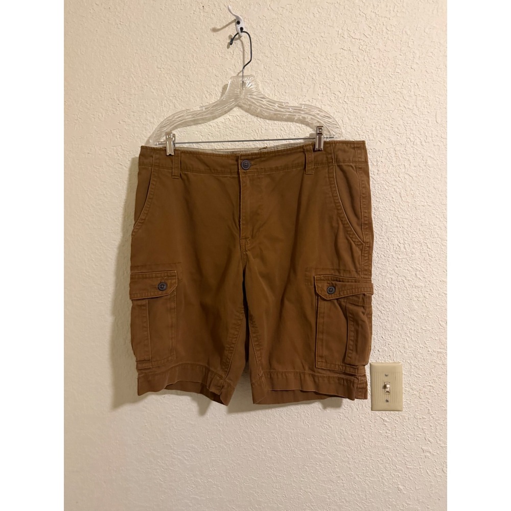 Rustic Blue Mens Brown Cotton Cargo Shorts Size 38 Twill Utility Pocket Heavy‎